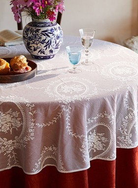 偏爱集桌布高级感红色喜庆布艺圣诞节盖布美式欧式大圆桌台布家用