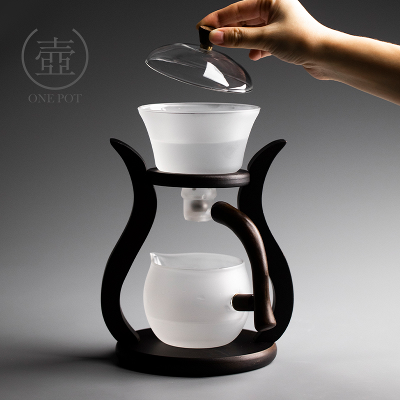 耐热玻璃懒人半自动茶具套装家用会客磨砂磁吸泡茶壶功夫泡茶神器