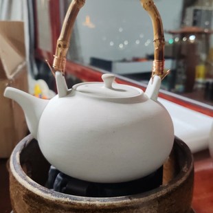 手工白泥壶烧水壶家用电陶炉煮茶器陶瓷功夫茶具泡茶壶 日式