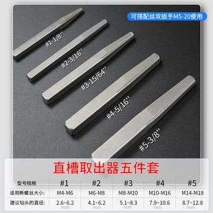 直槽取出器四方形断丝螺丝打滑丝正反牙水管断管取丝专用神器套装