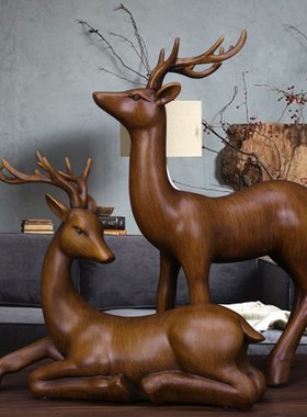 欧式鹿摆件创意美式家居摆设客厅玄E关电视柜酒柜软装饰品结婚礼