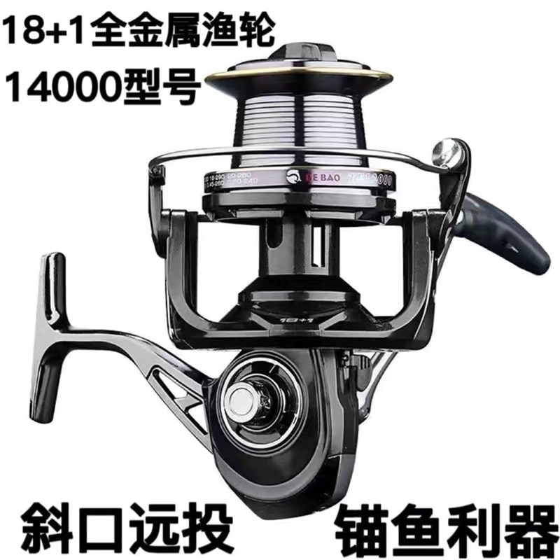 全金属鱼轮12000  14000系海竿远投轮锚鱼轮R海钓轮无间隙纺车轮