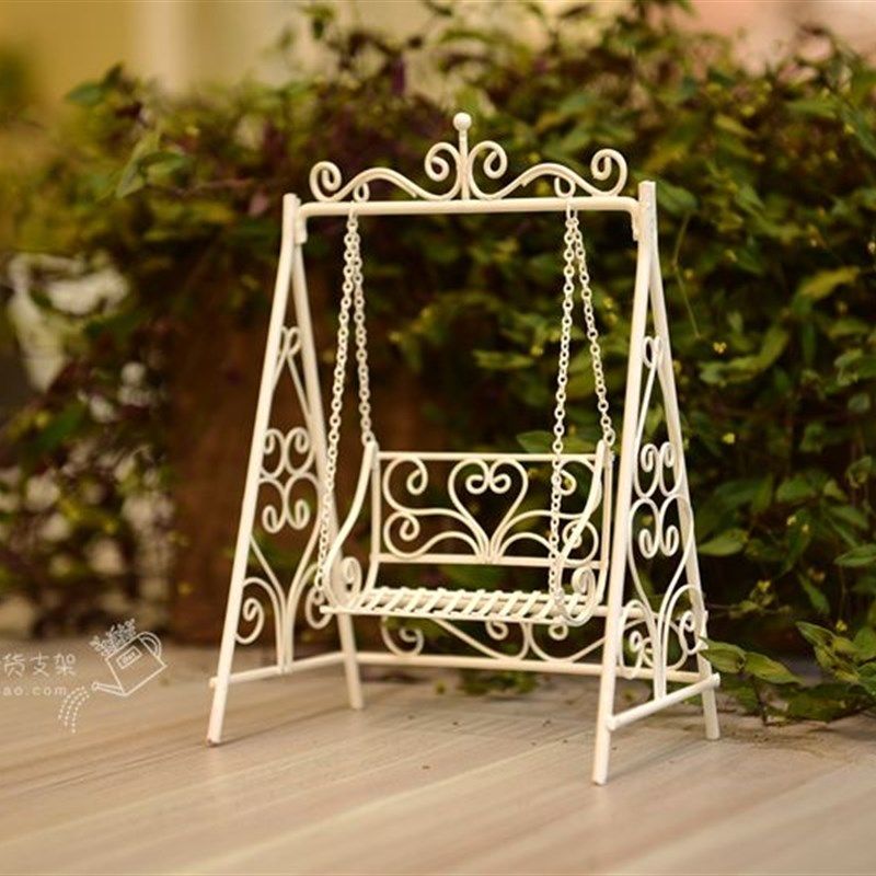 迷你铁艺双人秋千  微景观组合K装饰摆件  多肉装饰