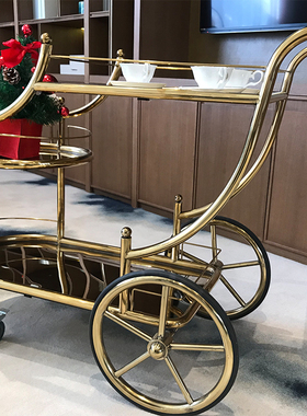 餐车酒水车酒店餐厅送餐车4s店移动F小推车商用三层酒水车茶水车