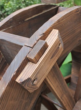 户外园艺用品造园假山流水喷泉防腐E木水车流水摆件转运水车风水