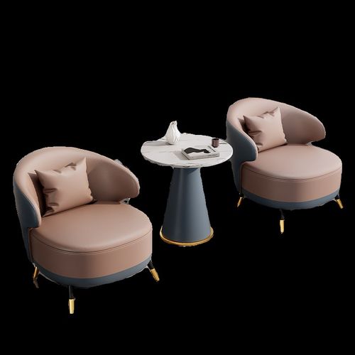 小户型阳台休闲棋牌室售楼处酒吧酒店美J容院商务接待轻奢沙发桌