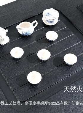 优上亿 双层泡茶功l夫茶几 火烧石配套黑色大茶几 办公茶几YX-730