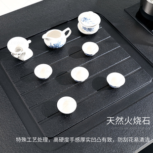 优上亿 双层泡茶功l夫茶几 火烧石配套黑色大茶几 办公茶几YX-730