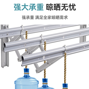 伸缩晾衣架阳台家用凉晾衣杆摺F叠晒被子神器窗户外室外壁 包安装