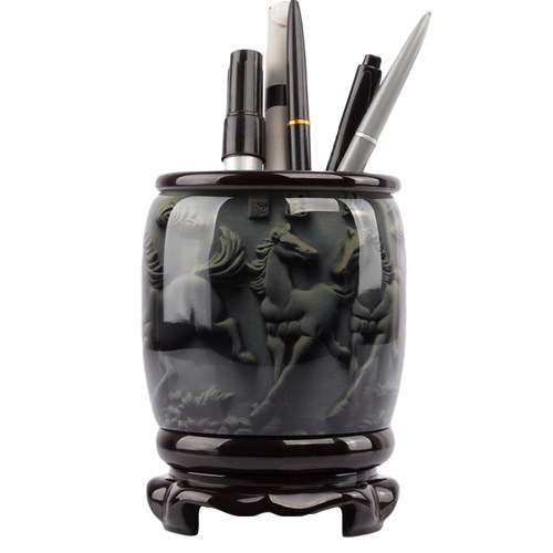 笔筒复古中国风旋转n创意办公室桌面摆件收纳大容量毛笔桶毕业礼