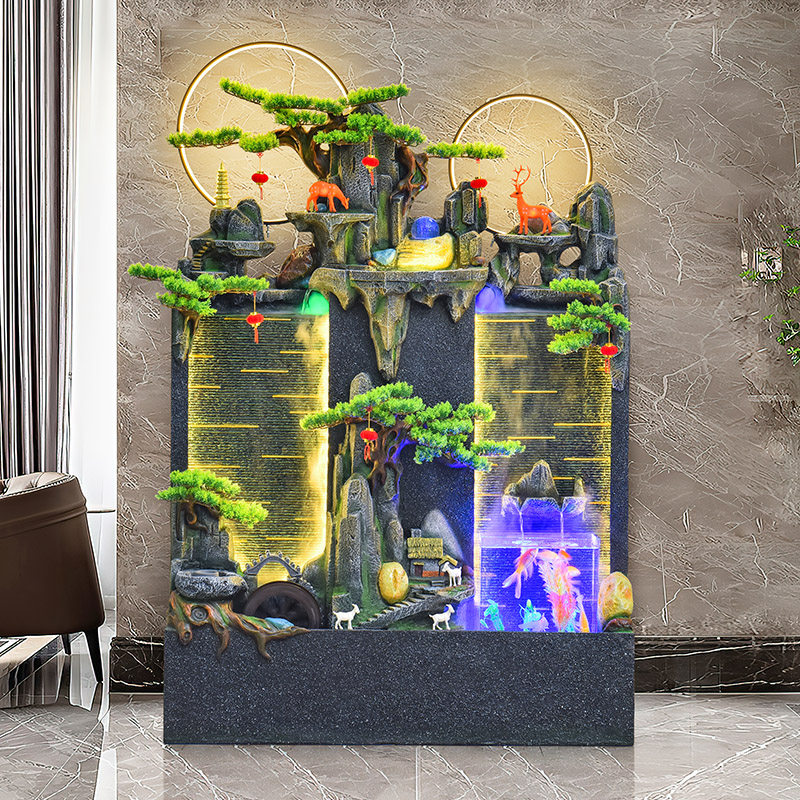 水幕墙流水屏风客厅落地鱼缸假山喷泉造景办公室玄关装饰摆饰开业,家居饰品,流水摆件,淘宝优惠券,粉丝福利购,淘宝优惠卷