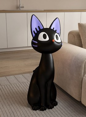 艺术黑猫咪客厅大型电视柜沙发旁边落地装饰品搬家开业送礼物摆件