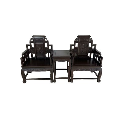 红木家具龙宝座黑檀木卷书头龙椅太师椅中式实木仿古办公椅主人椅