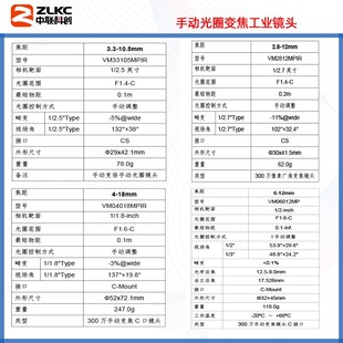 包邮 120mm高清监控C口相机镜头低畸变 12mm手动变倍2.8 工业镜头6