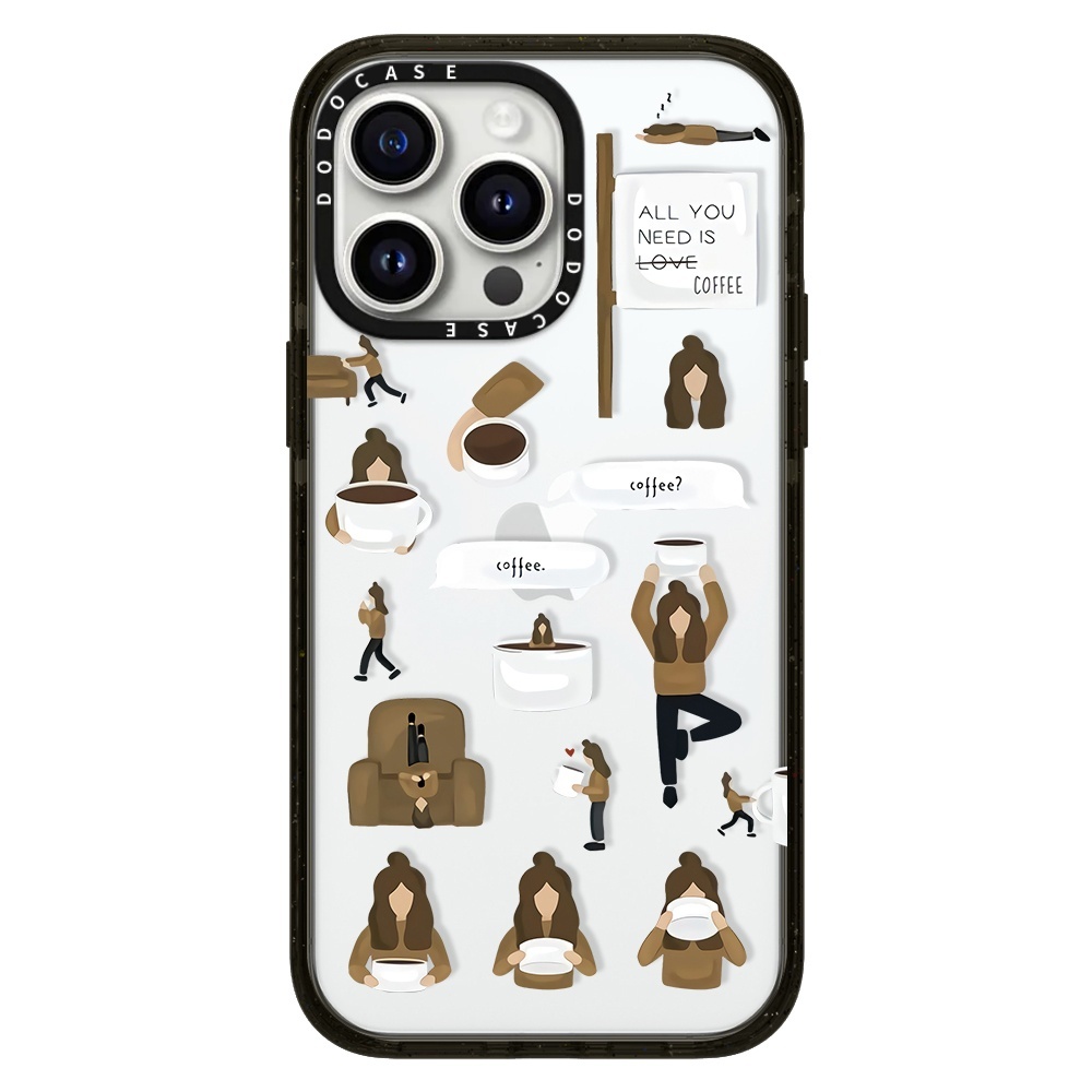 DODOCASE女孩咖啡至上苹果16适用iPhone15ProMax明星同款14pro关爱自己涂鸦瑜伽女孩13镜面手机壳12防摔保护