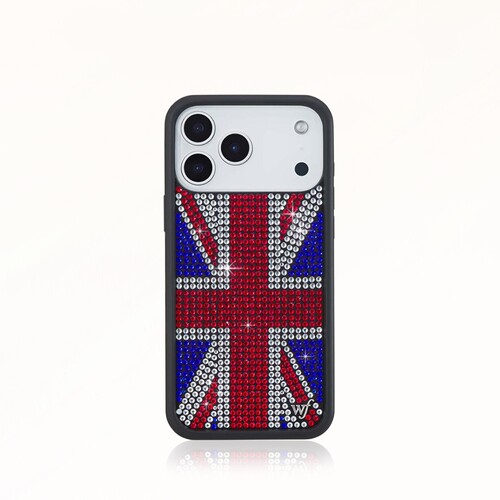 WF 新款闪耀系列英伦之心手机壳Union Jack适用苹果iPhone17/16/15/Pro/Max硬壳全包保护套防摔时尚wf闪钻