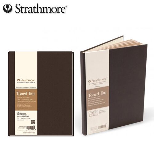美国Strathmore丝蒂摩暖棕冷灰彩铅画本400 P500硬皮素描本绘画本