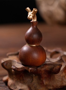 真正的天然c雷击木枣木带龙头的空心葫芦挂件 小葫芦 随身饰品摆