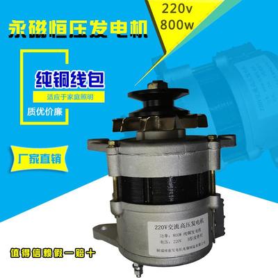 新品皮带轮式48V220v800W永磁恒压照明小型纯铜线家用交流发电机