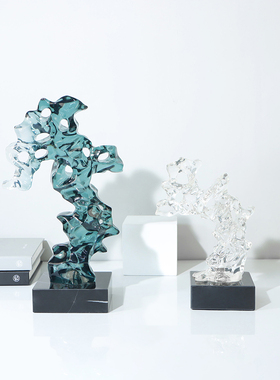 现代新中式仿太湖石摆件r假山酒柜客厅玄关电视柜摆设办公室装饰