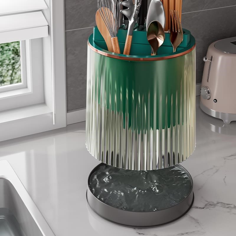 新款旋转刀架置物架多功能放菜C刀筷子神器厨房刀具收纳沥水架