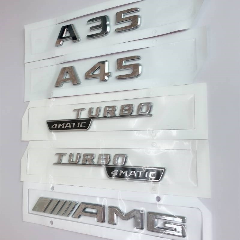 适用于A35A45车标改装AMG尾标TBURBO4MATIC叶子板侧标车贴字母