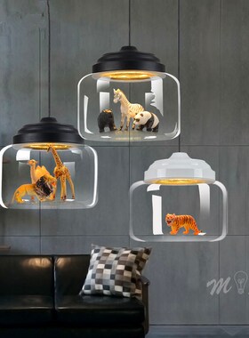 Nordic Cartoon Pendaqnt Lights Led Cute Animal Hanging Lamps