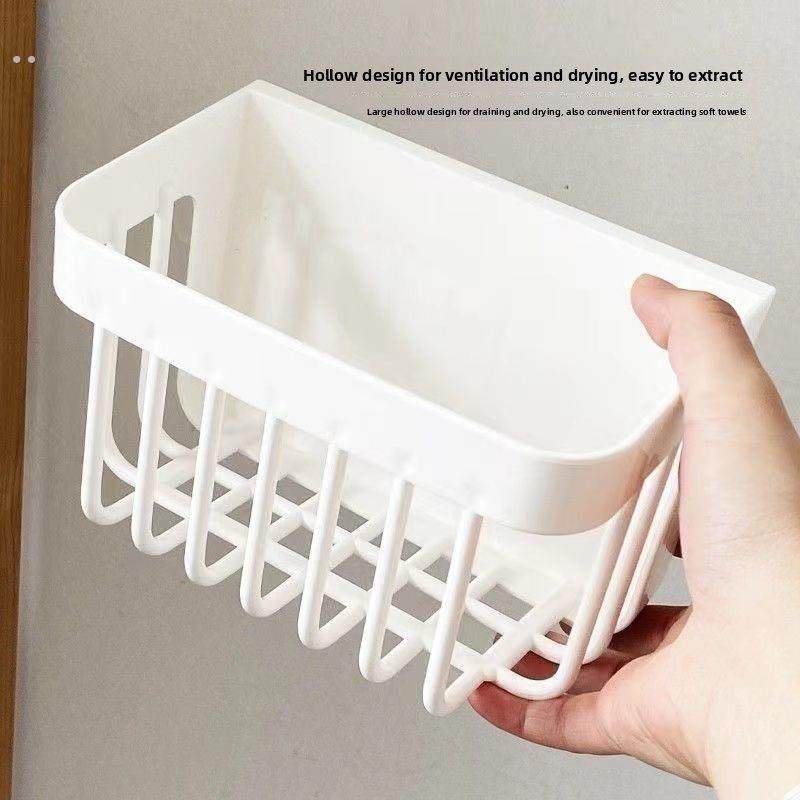 收纳免打孔毛巾收纳盒收纳架用于擦脸棉软毛巾二级墙挂浴室卫生间