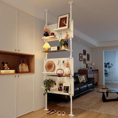 门后置物架洞洞板入户玄关顶天立地挂衣免打孔一体隔断金属衣帽架