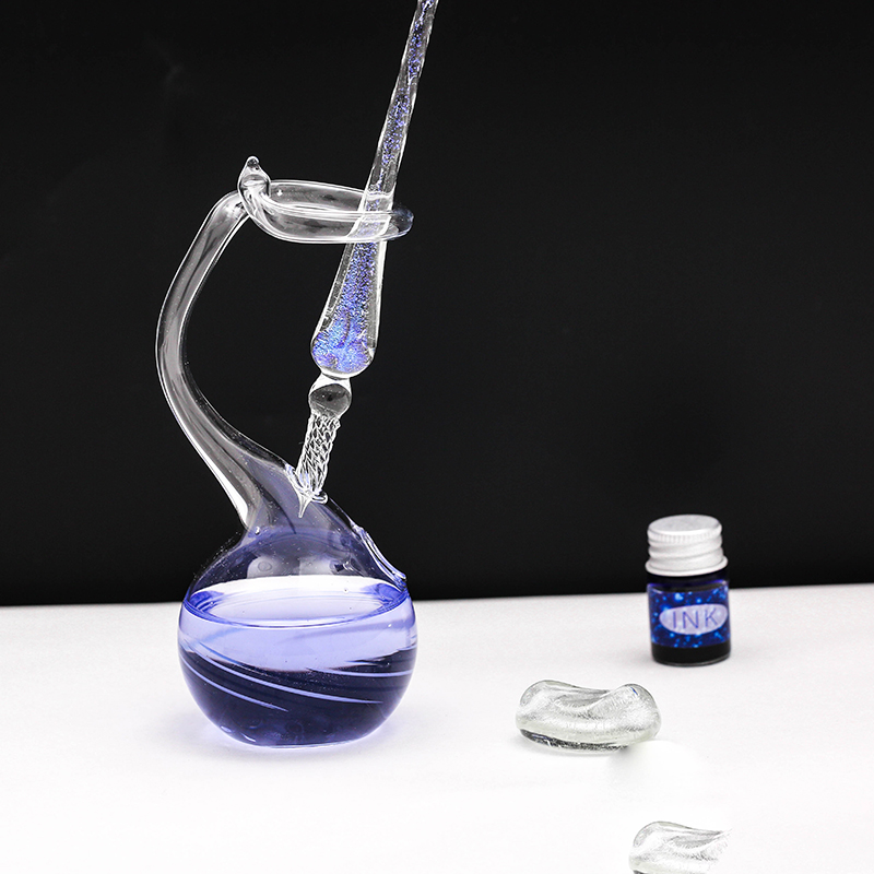 玻璃笔托笔架蘸水笔用沾水笔钢笔架自调色调墨彩色墨水金粉洗笔