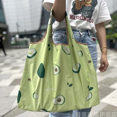 大容量可携式可折叠小清新防水超市购物袋子补课袋背心袋买菜布袋