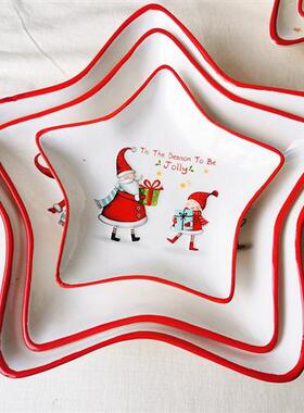 Export Nordic Poland Christmas star plate Santa Clausតាន