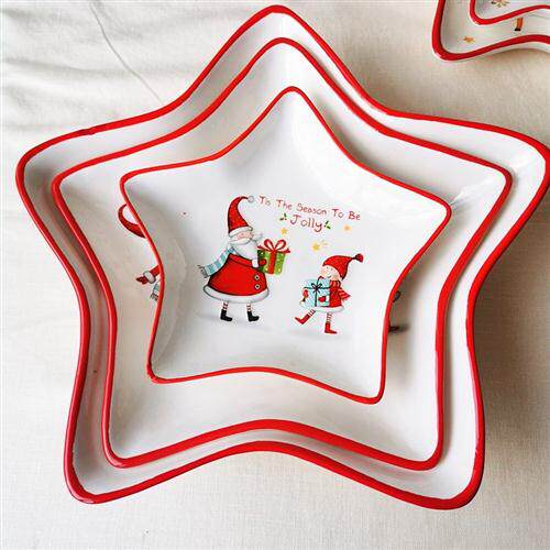 Export Nordic Poland Christmas star plate Santa Claus