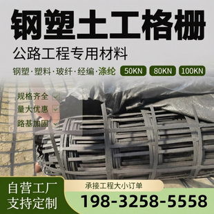 双向钢塑复合土工格栅路基加固50kn80kn玻纤土工格栅钢塑土工格栅