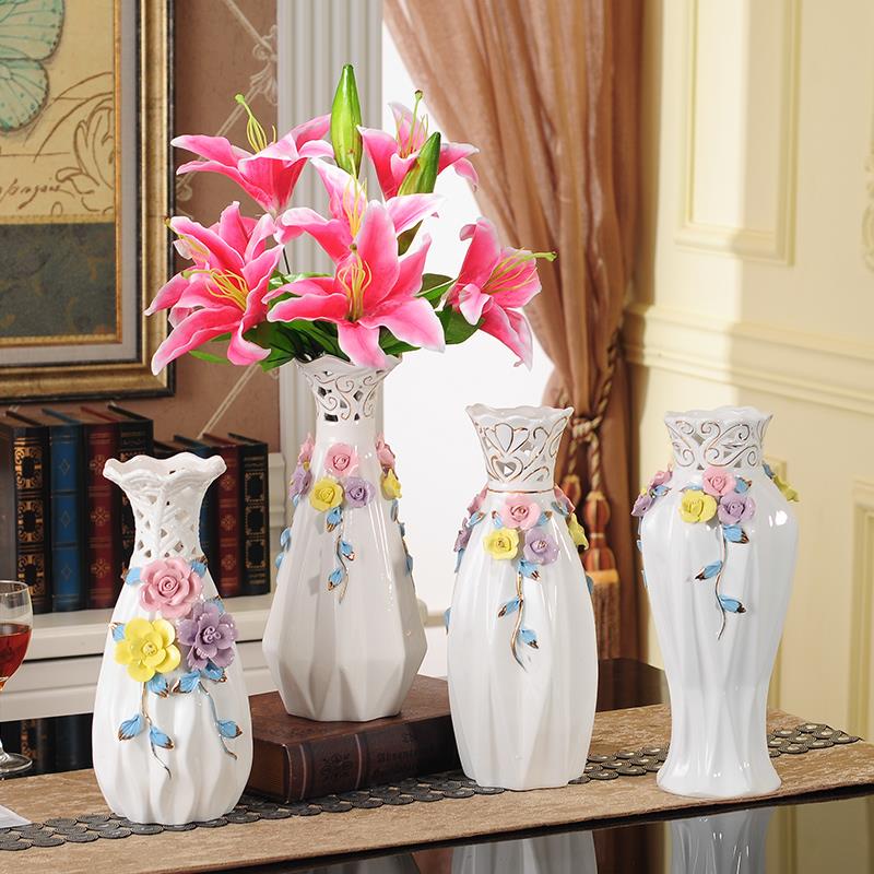 欧式陶瓷插花百合花瓶 客厅家居饰品玄关餐桌摆件电视柜装饰结婚