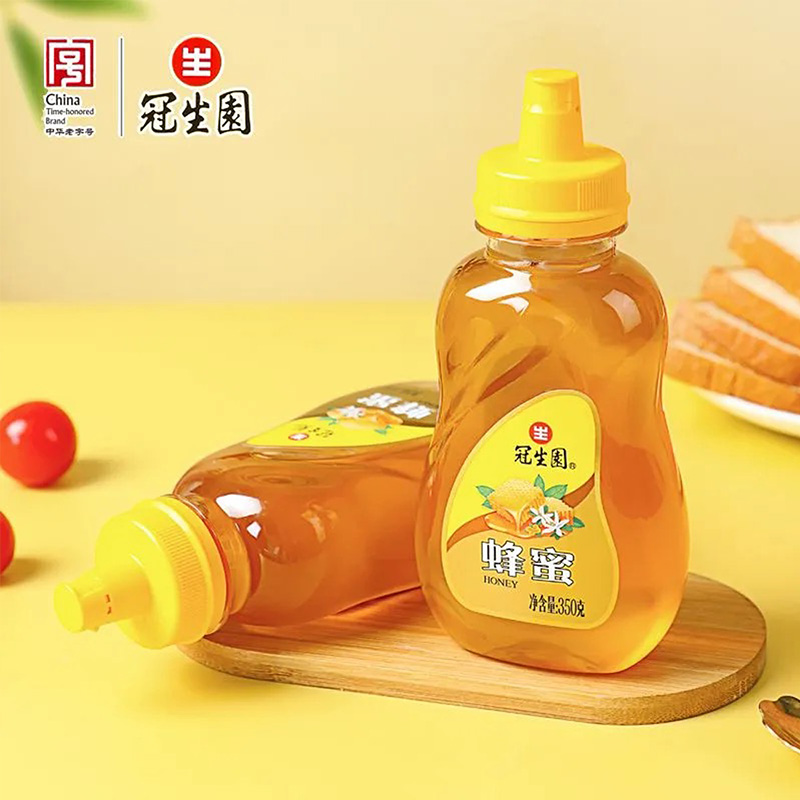 上海冠生园百花蜂蜜350g尖嘴便携瓶装挤压瓶小包装土蜂蜜洋槐紫云