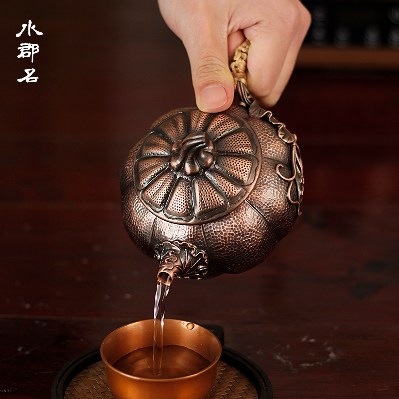 水郡名复古纯铜南瓜型冲泡壶