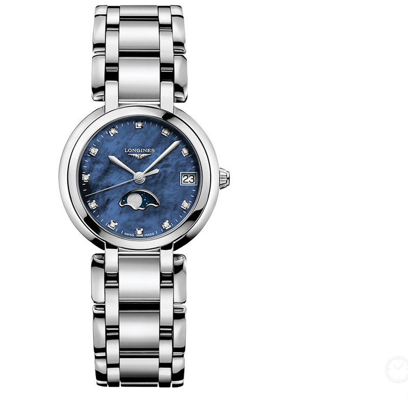 新款Longines浪琴心月月相系列贝母盘镶钻石英女表L8.115.4.98.6