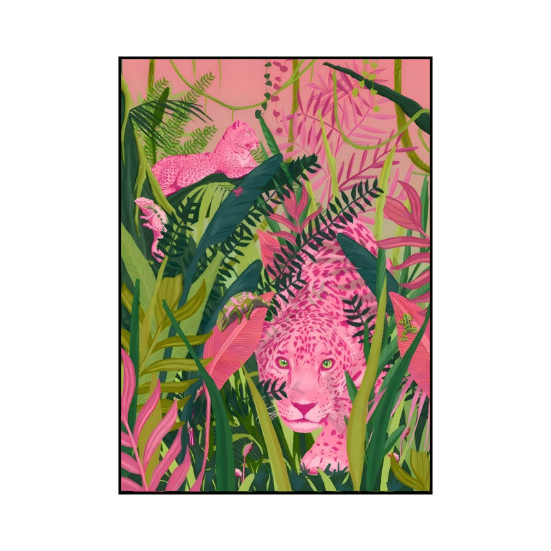 波普风丛林粉红豹客厅卧室大幅落地装饰画玄关动物油画风艺术挂画