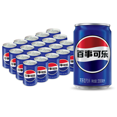 Pepsi百事可乐无糖mini罐碳酸饮料200ml*20迷你罐整箱原味汽水