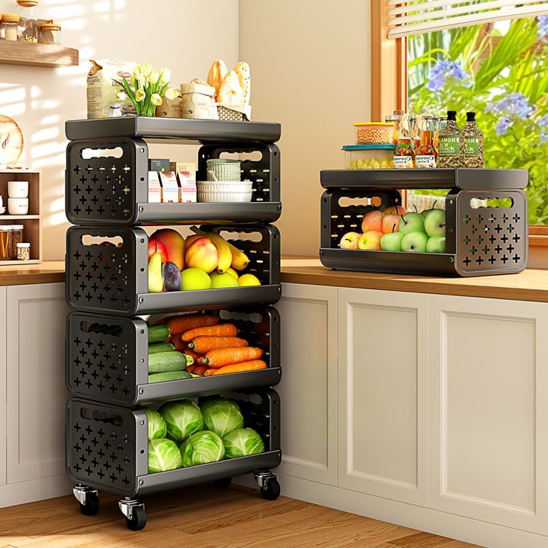 厨房菜篮子置物架多层落地可移动放水果蔬菜收纳家用多功能小推车