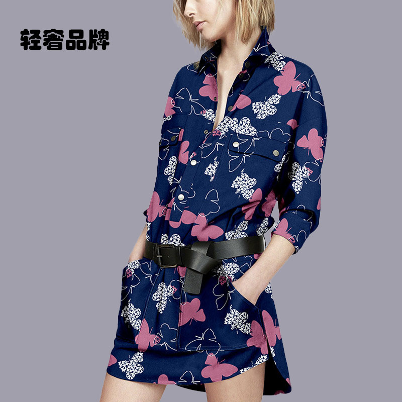 朗姿约定收腰显瘦衬衫连衣裙女2026年新时尚不规则连衣裙中长款
