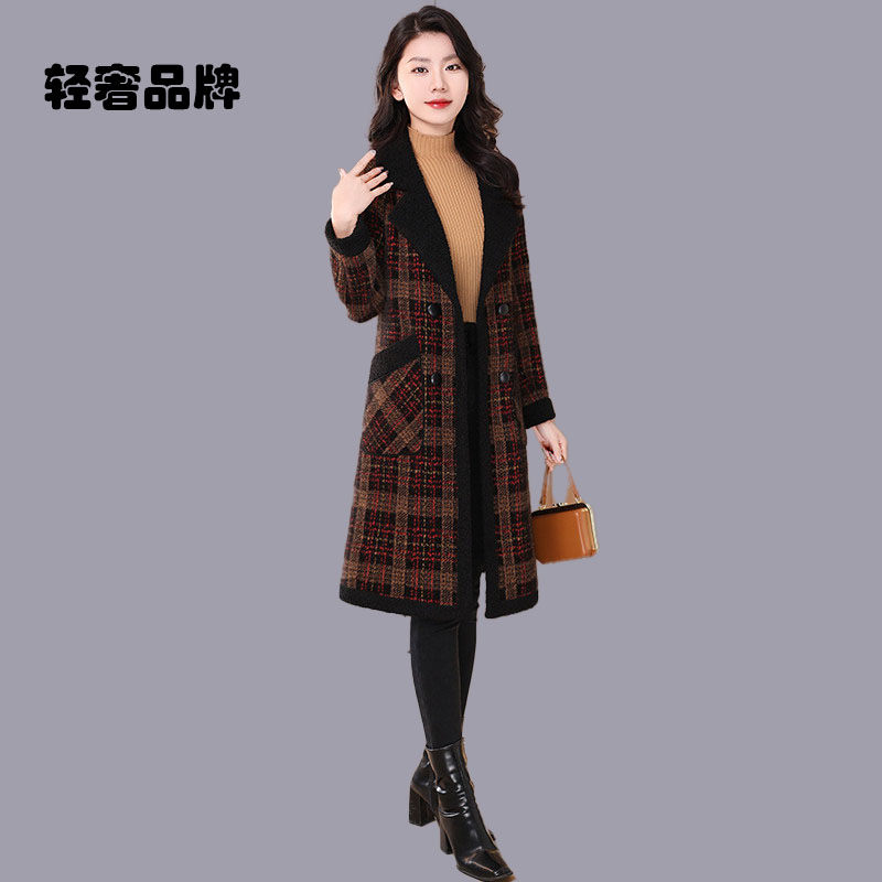 朗姿约定格子双面穿高级感大衣女2026新款秋冬中长款毛呢外套