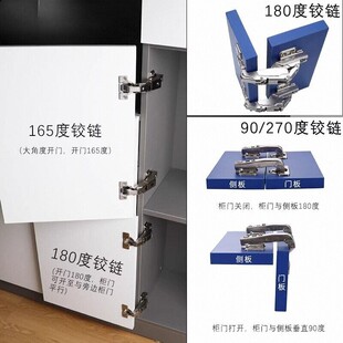 90度270度180度平开门铰链一字165度大角度转角柜门特殊合页门铰