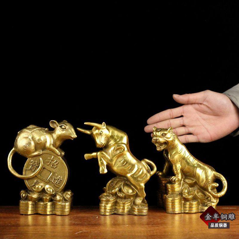 纯黄铜十二生肖摆件 大号生肖摆件属鼠牛虎属兔龙蛇马羊猴鸡狗猪,家居饰品,桌面摆件,淘宝优惠券,粉丝福利购,淘宝优惠卷