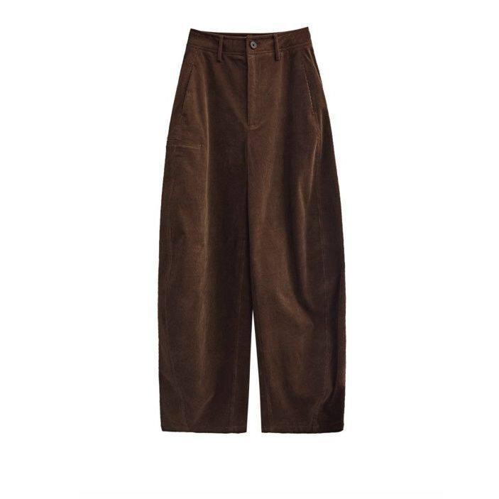 灯芯绒裤复古棕色2025秋冬镰刀裤女秋冬高个子加长高腰阔腿弯刀裤,女装/女士精品,大码裤装,淘宝优惠券,粉丝福利购,淘宝优惠卷