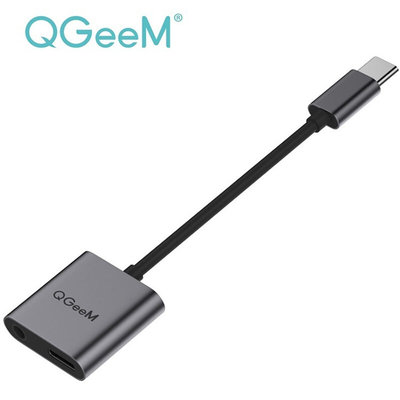 QGeeM 2合一Type扩展坞适配器USB C转3.5mm音频与音量控制支持PD