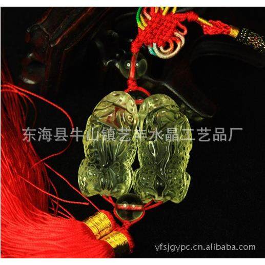 原矿黄水晶车挂/黄水晶双貔貅汽车挂件/水晶车挂/车饰 吉祥物