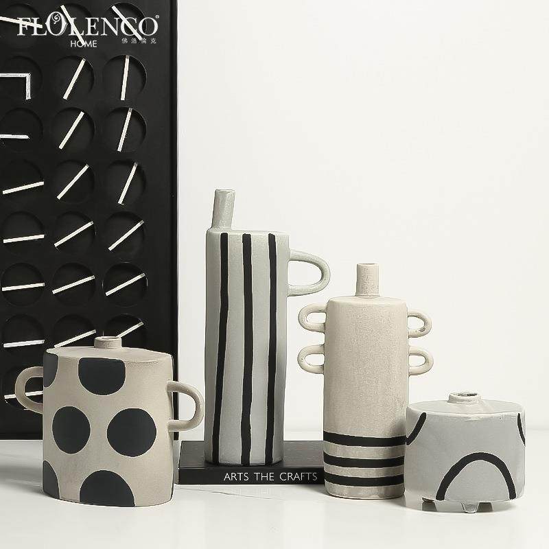 极简复古风手绘陶瓷抽象几何花瓶样板房摆件民宿创意艺术花器装饰,模玩/动漫/周边/娃圈三坑/桌游,模型制作工具/辅料耗材,淘宝优惠券,粉丝福利购,淘宝优惠卷