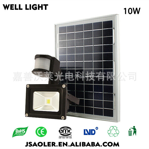 10wled室内室外照明泛光灯LED感应太阳能灯